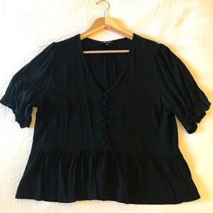 Madewell Black Peplum Blouse XL